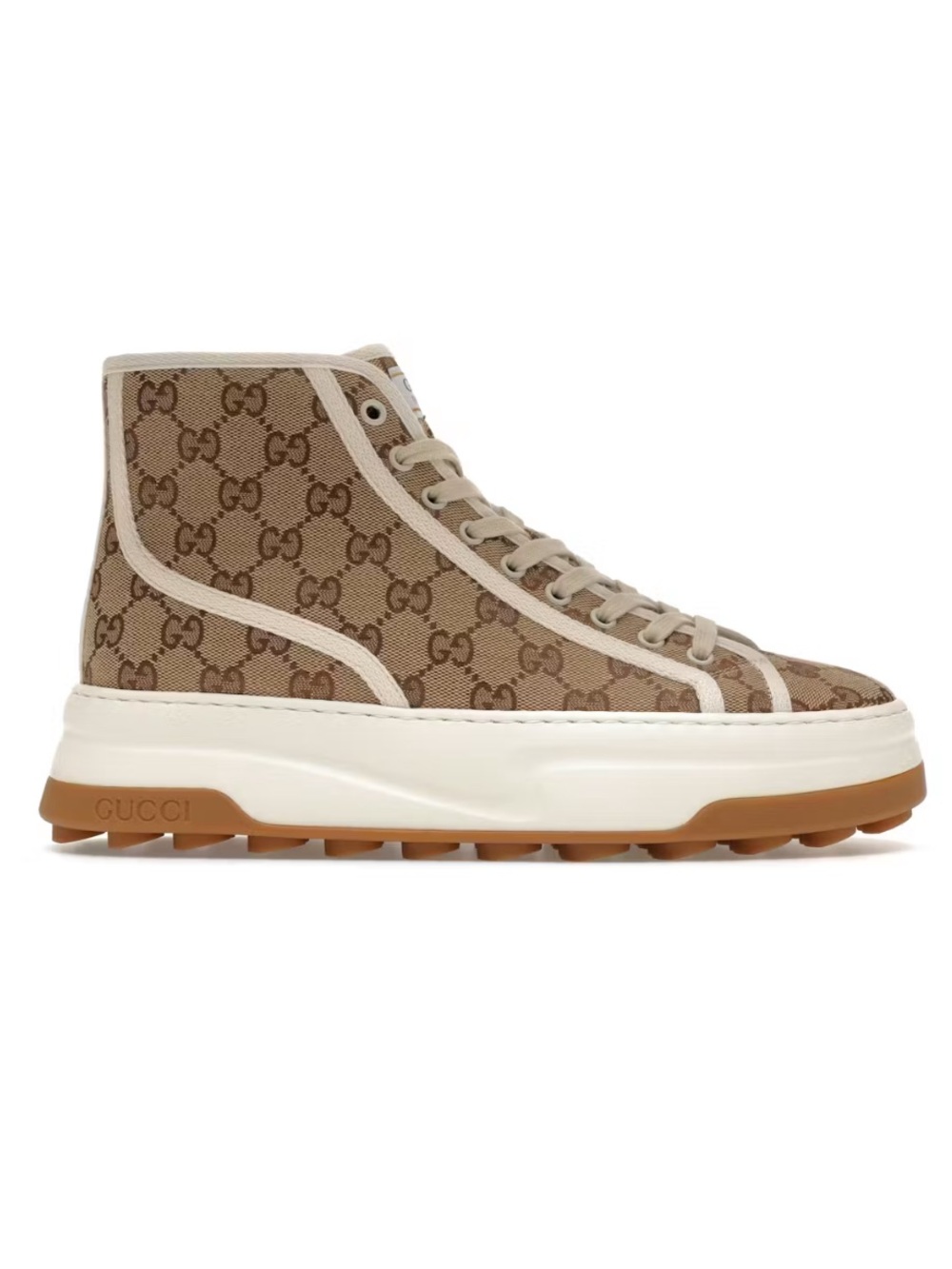 Gucci Interlocking G Beige High Sneakers Men’s UK 10/US 11 74599 - Picture 1 of 9